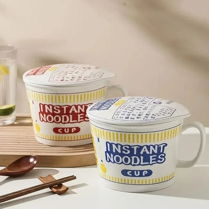 Large Ceramic Instant Noodle Bowl with Lid – 1000ml