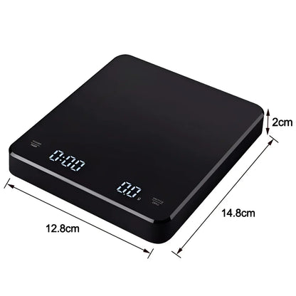 Digital Coffee Scale with Timer, LED Display & USB Charging