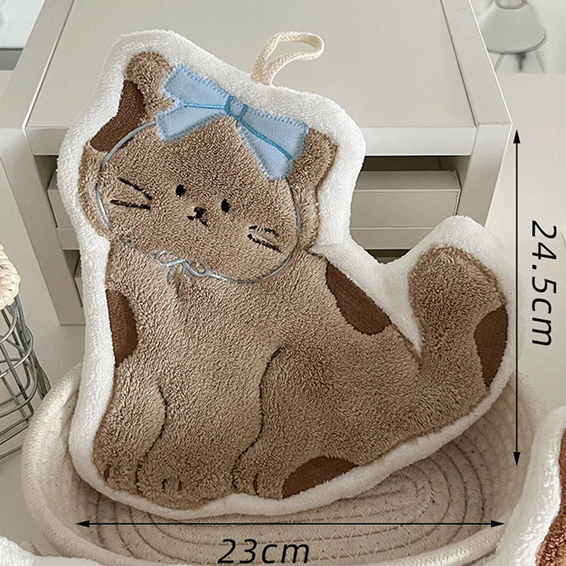 Cute Cat-Shaped Hand Towel – Hanging Absorbent Towel for Kids