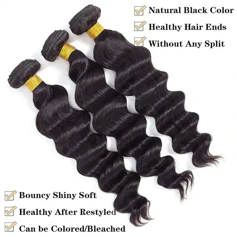 Loose Deep Wave Human Hair Bundles – Brazilian Remy Hair