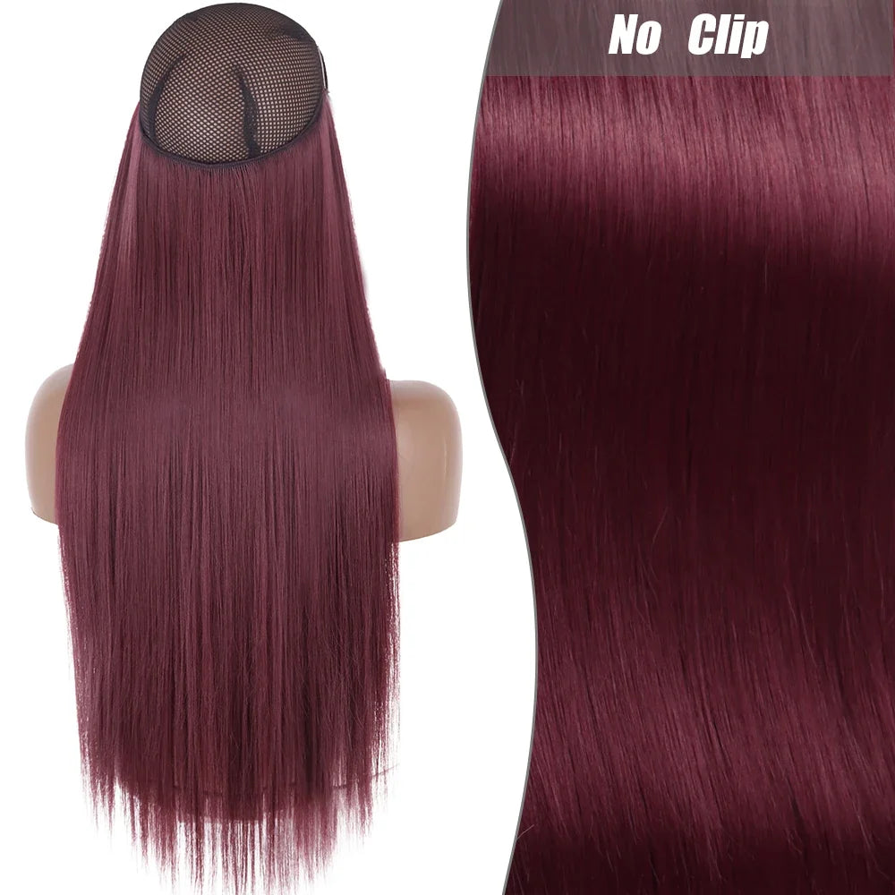 Clip-Free Straight Hair Extension Long Synthetic Hairpiece
