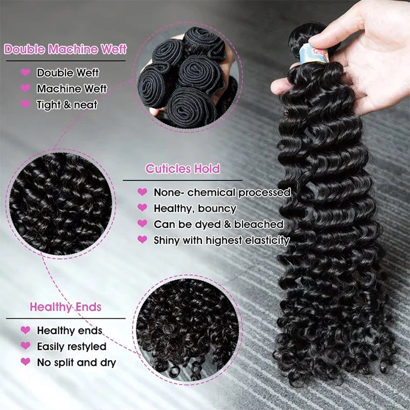 Loose Deep Wave Human Hair Bundles – Brazilian Remy Hair