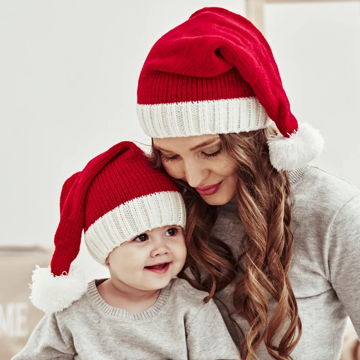 Christmas Knitted Santa Hat with Pom Pom – Adults & Kids