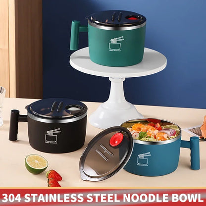 Stainless Steel Noodle Bowl with Lid & Drain
