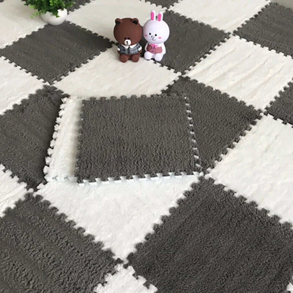Soft Plush Interlocking Foam Puzzle Mat Tiles for Kids & Home