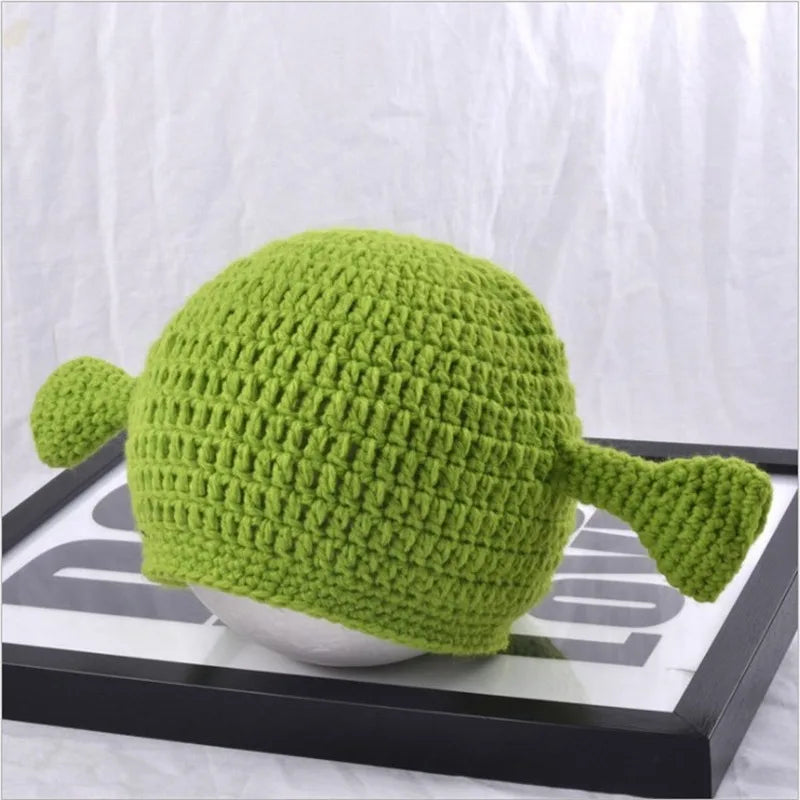 Funny Shrek Knit Beanie – Novelty Monster Ears Winter Hat for Adults & Kids