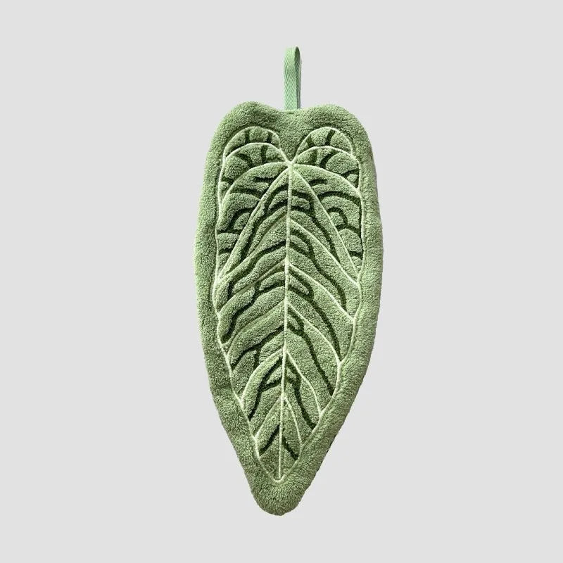 Leaf-Shaped Hand Towel – Absorbent Quick-Dry with Hanging Loop
