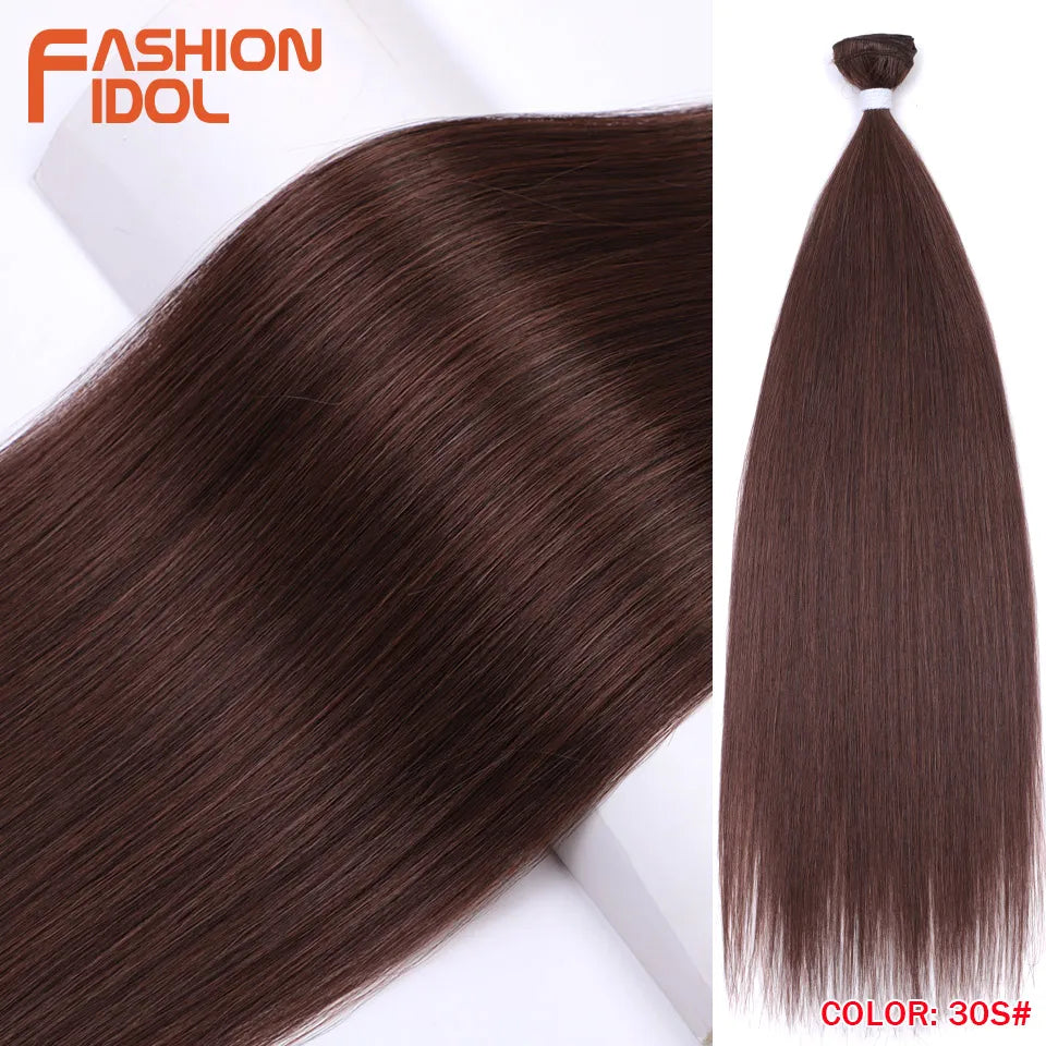 Bone Straight Hair Extensions Synthetic Bundles 24-36 Inch Multi-Color