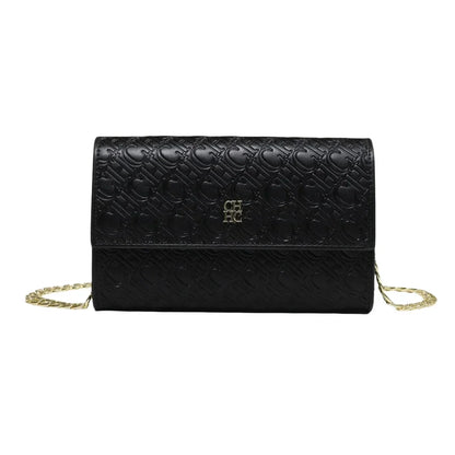Women's Chain Crossbody Bag – Letter Print PU Leather Flap Shoulder Purse