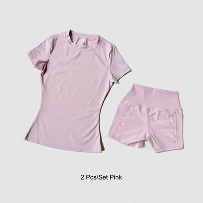 Women's Yoga Set – High-Waist Shorts & Sport Top Fitness Suit