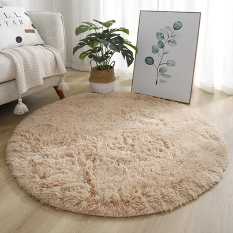 Fluffy Round Rug – Soft Plush Shaggy Circle Carpet for Bedroom & Living Room