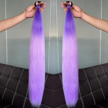 Long Straight Ponytail Extension 2pcs – Synthetic Hair with Rubber Band