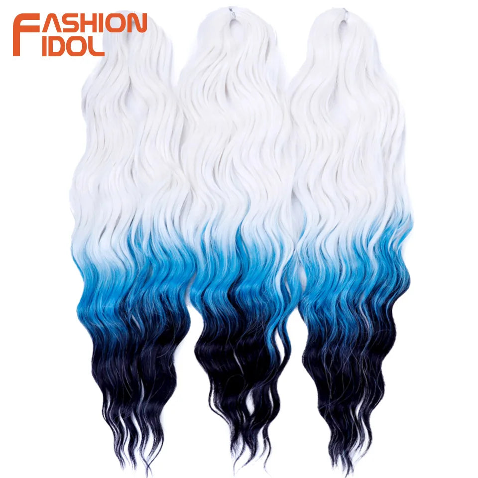 24 Inch Water Wave Crochet Braiding Hair Extensions – Synthetic Ombre