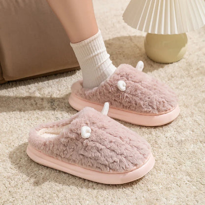 Fuzzy Slippers Women – Cute Cartoon Plush House Shoes Non-Slip