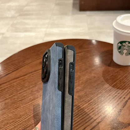 Matte Leather Silicone iPhone Case with Lens Protection
