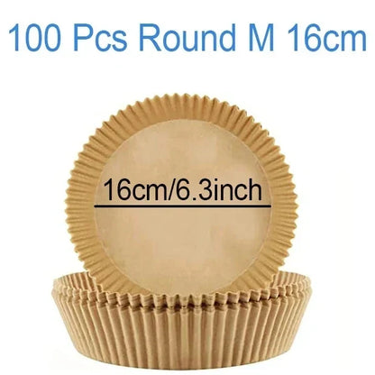 Air Fryer Parchment Paper Liners – Round & Square, 50–300 Pcs