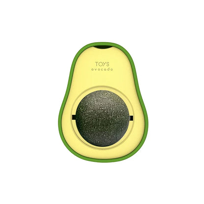 Catnip Avocado Ball Cat Toy – Rotatable Wall Sticker with Teeth Cleaning