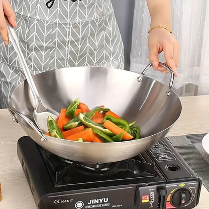 Large Stainless Steel Wok with Dual Handles – Uncoated