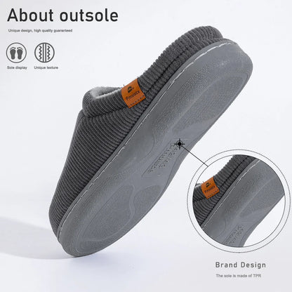 Men's Memory Foam Slippers – Corduroy Non-Slip Warm Indoor Shoes
