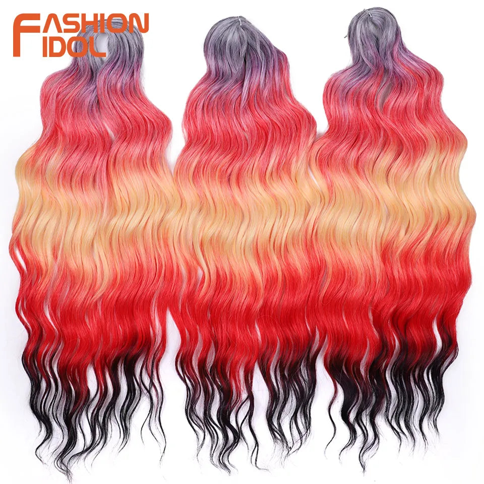 24 Inch Water Wave Crochet Braiding Hair Extensions – Synthetic Ombre