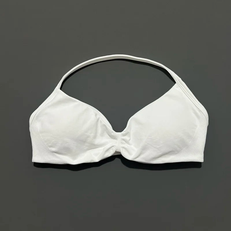 Women's Strappy Sports Bra – Padded Push-Up Gym Top