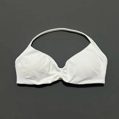 Seamless Halter Sports Bra – Women's Push-Up Gym Bra