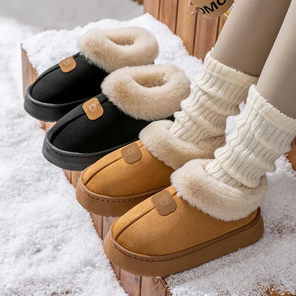 Women's Winter Slippers – Warm Fluffy Ankle Boots, Thick Sole, Non-Slip