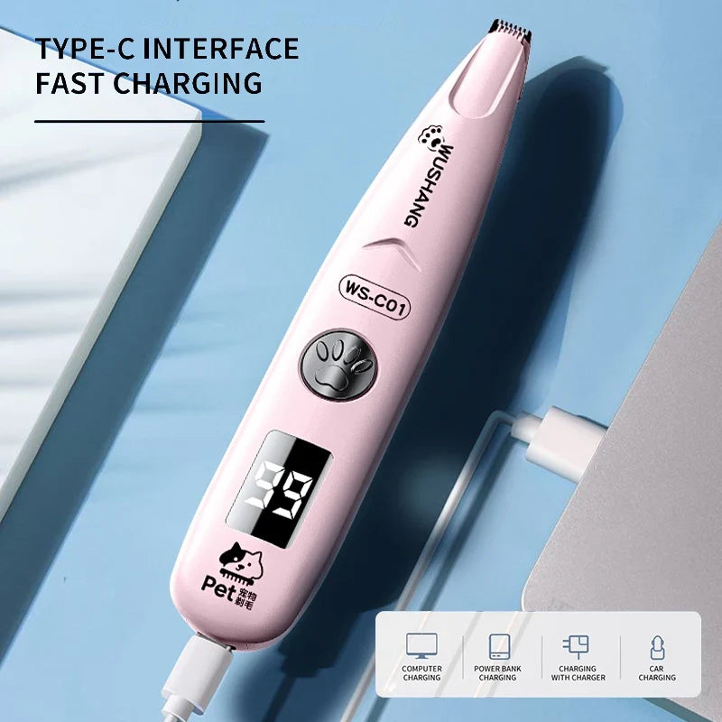 Pet Hair Trimmer with LED Light & Digital Display