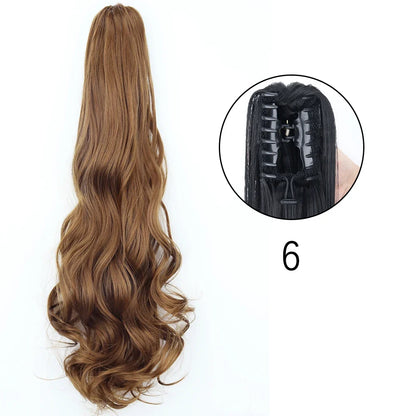 Claw Clip Ponytail Extension 24 Inch Wavy Synthetic Hair Heat Resistant
