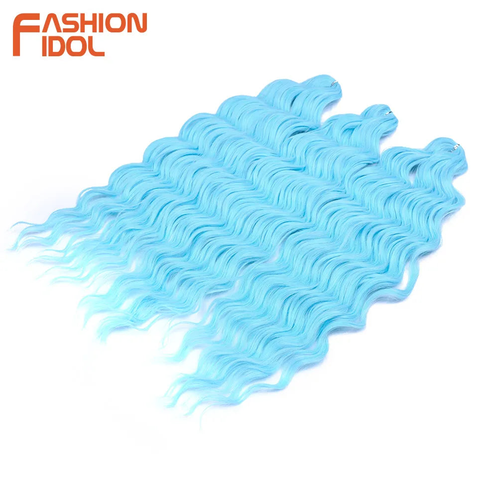 24 Inch Water Wave Crochet Braiding Hair Extensions – Synthetic Ombre