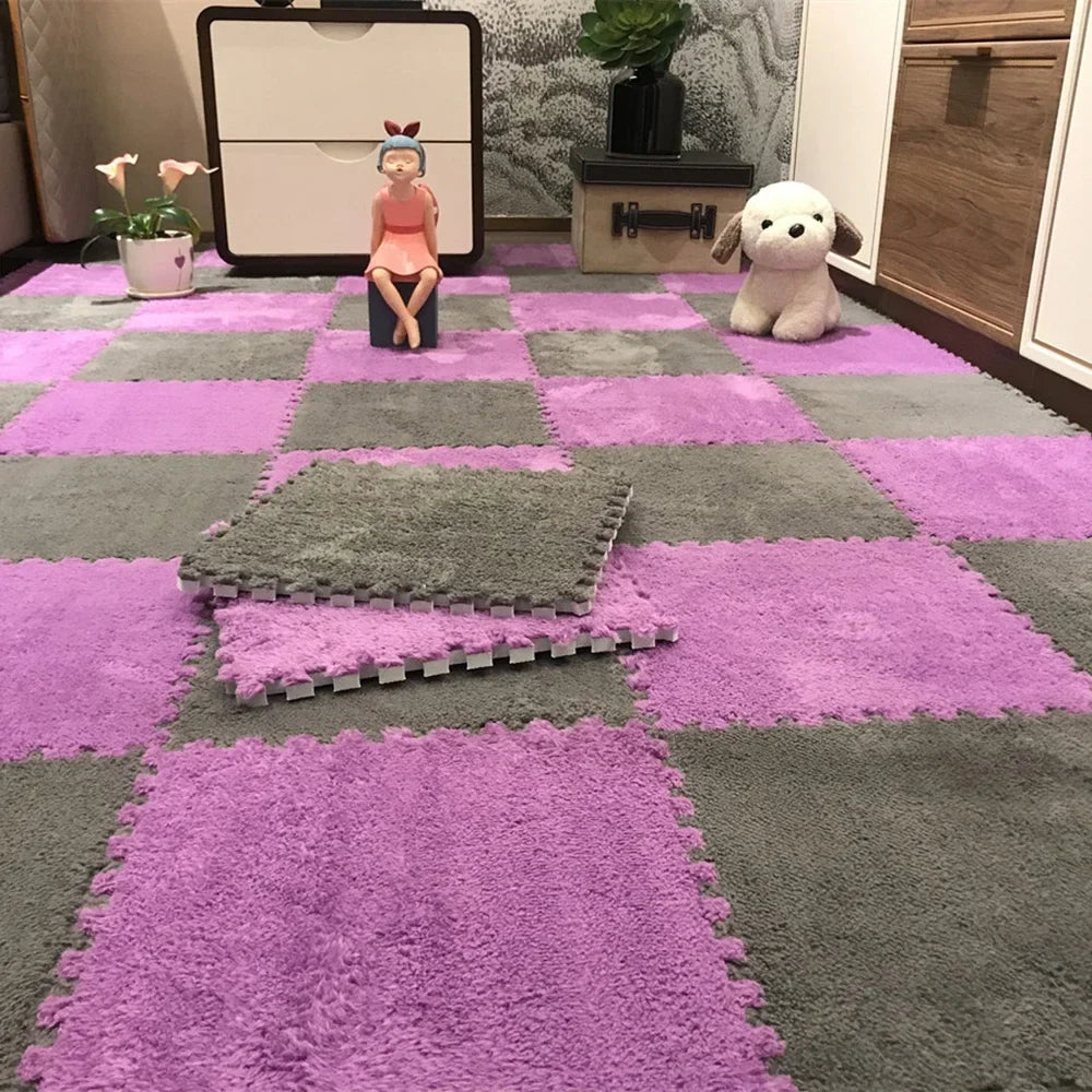 Soft Plush Interlocking Foam Puzzle Mat Tiles for Kids & Home