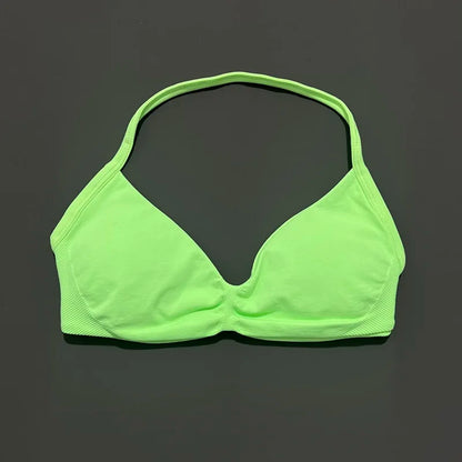 Seamless Halter Sports Bra – Women's Push-Up Gym Bra