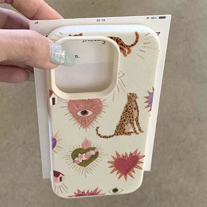 Leopard Evil Eye iPhone Case – Aesthetic Boho Silicone Cover