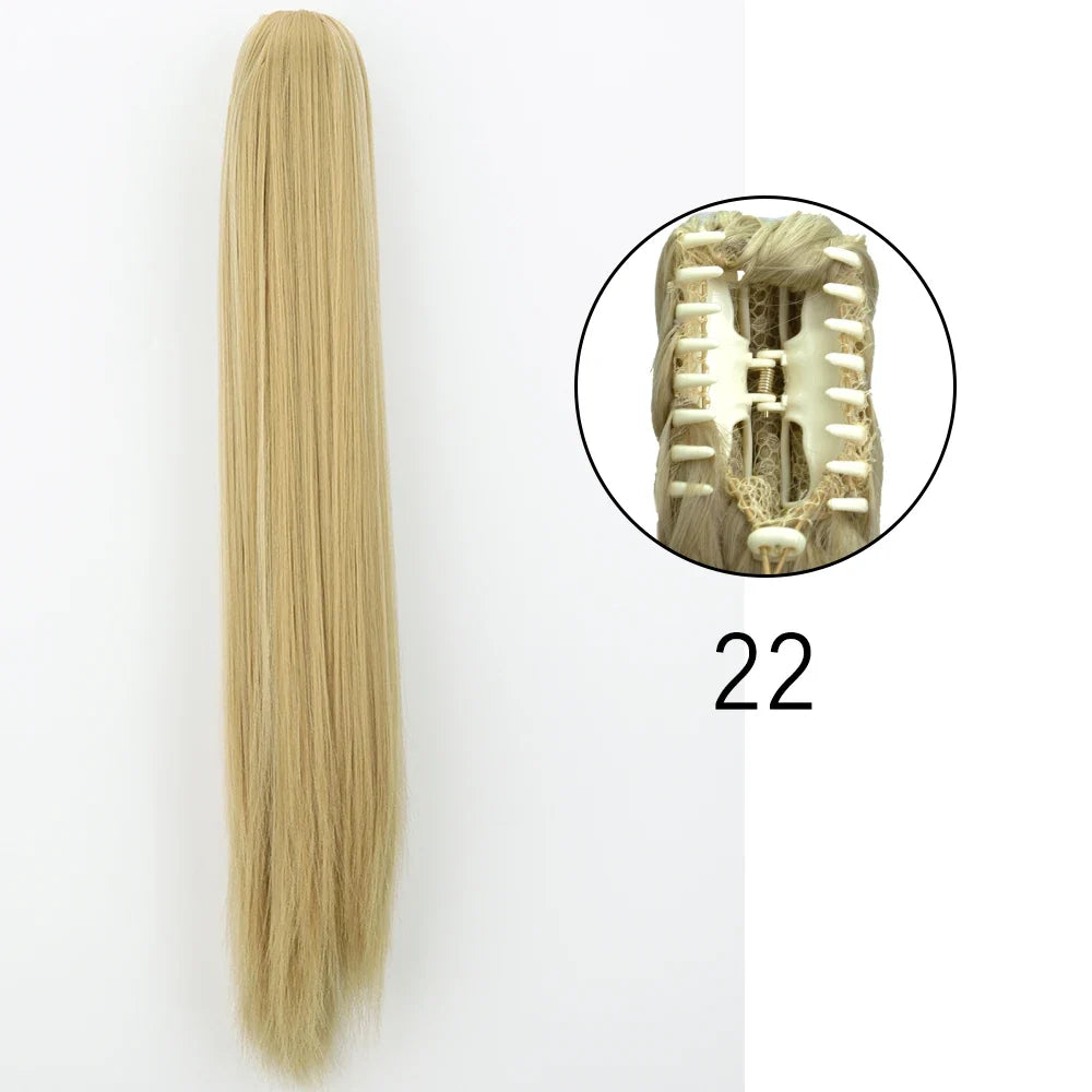 Claw Clip Ponytail Extension 24 Inch Wavy Synthetic Hair Heat Resistant