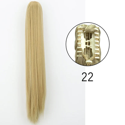 Claw Clip Ponytail Extension 24 Inch Wavy Synthetic Hair Heat Resistant