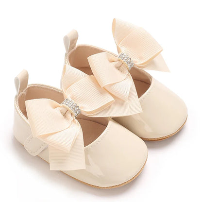 Baby Girl Bow Shoes – Soft Sole Princess Flats