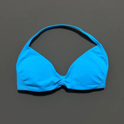 Seamless Halter Sports Bra – Women's Push-Up Gym Bra