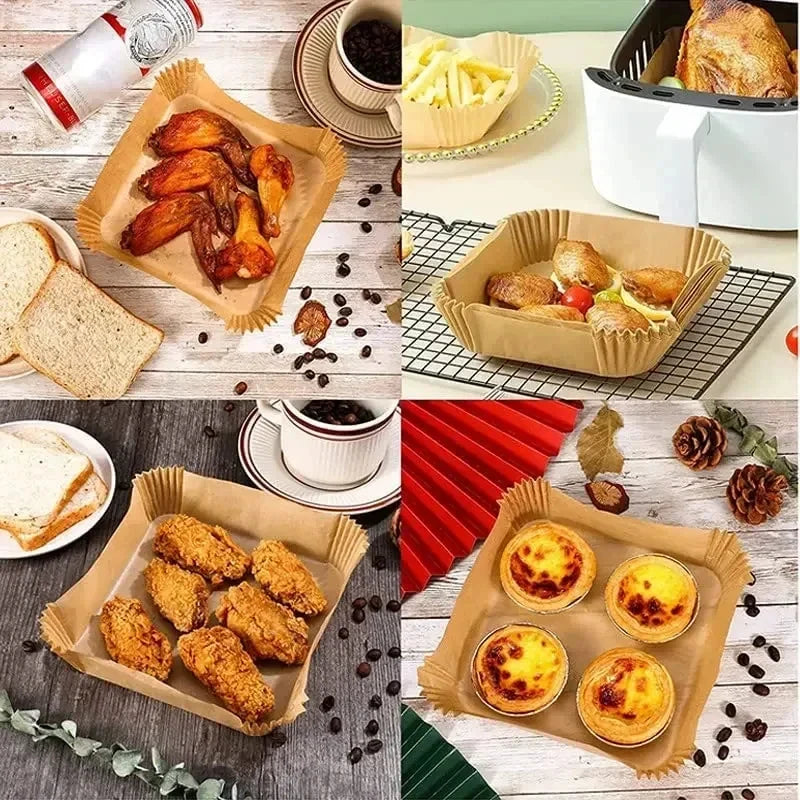 Air Fryer Parchment Paper Liners – Round & Square, 50–300 Pcs