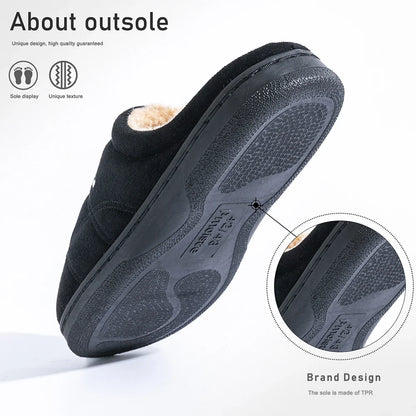 Men's Suede Winter Slippers Memory Foam Fleece-Lined Platform