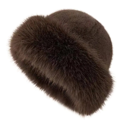 Fluffy Faux Fur Beret Hat – Women's Winter Plush Cap