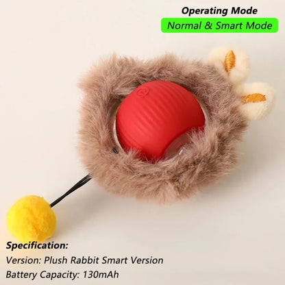 Interactive Pet Ball Toy – Auto-Rolling, Rechargeable, Faux Tail