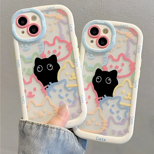 Cute Cat Phone Case for iPhone 17 Pro Max 16 15 14 13 12 11 8 7 Plus SE Air