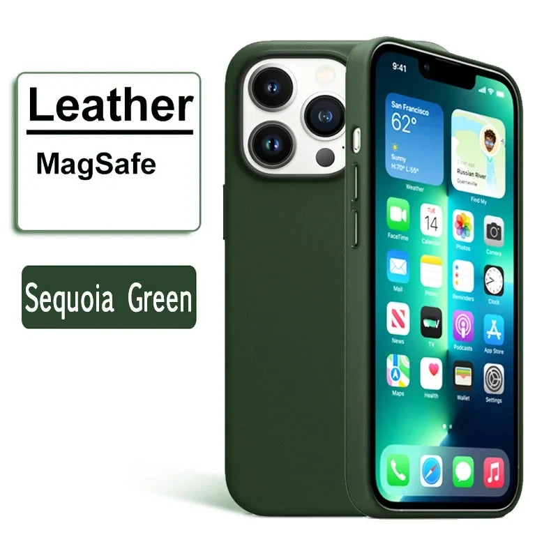 Magnetic Leather Case for iPhone 17 Pro Max 16 15 14 13 12 Plus with MagSafe