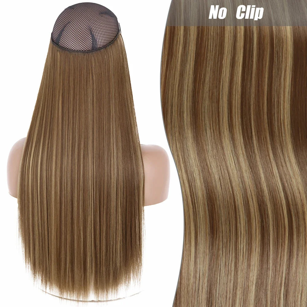 Clip-Free Straight Hair Extension Long Synthetic Hairpiece