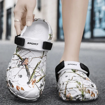 Men's Camo Print Garden Clogs – Chunky Platform Outdoor Shoes
