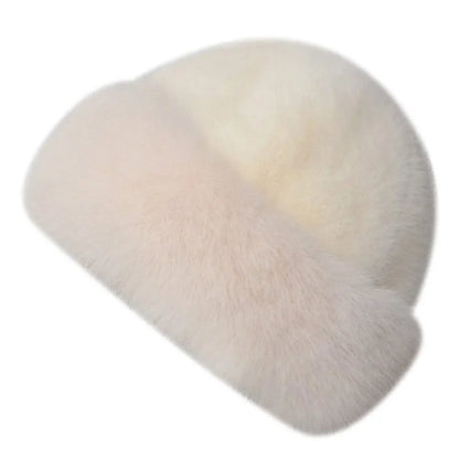Fluffy Faux Fur Beret Hat – Women's Winter Plush Cap
