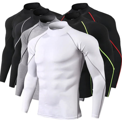 Men's Compression Shirt Long Sleeve Quick-Dry Gym Running Workout Top