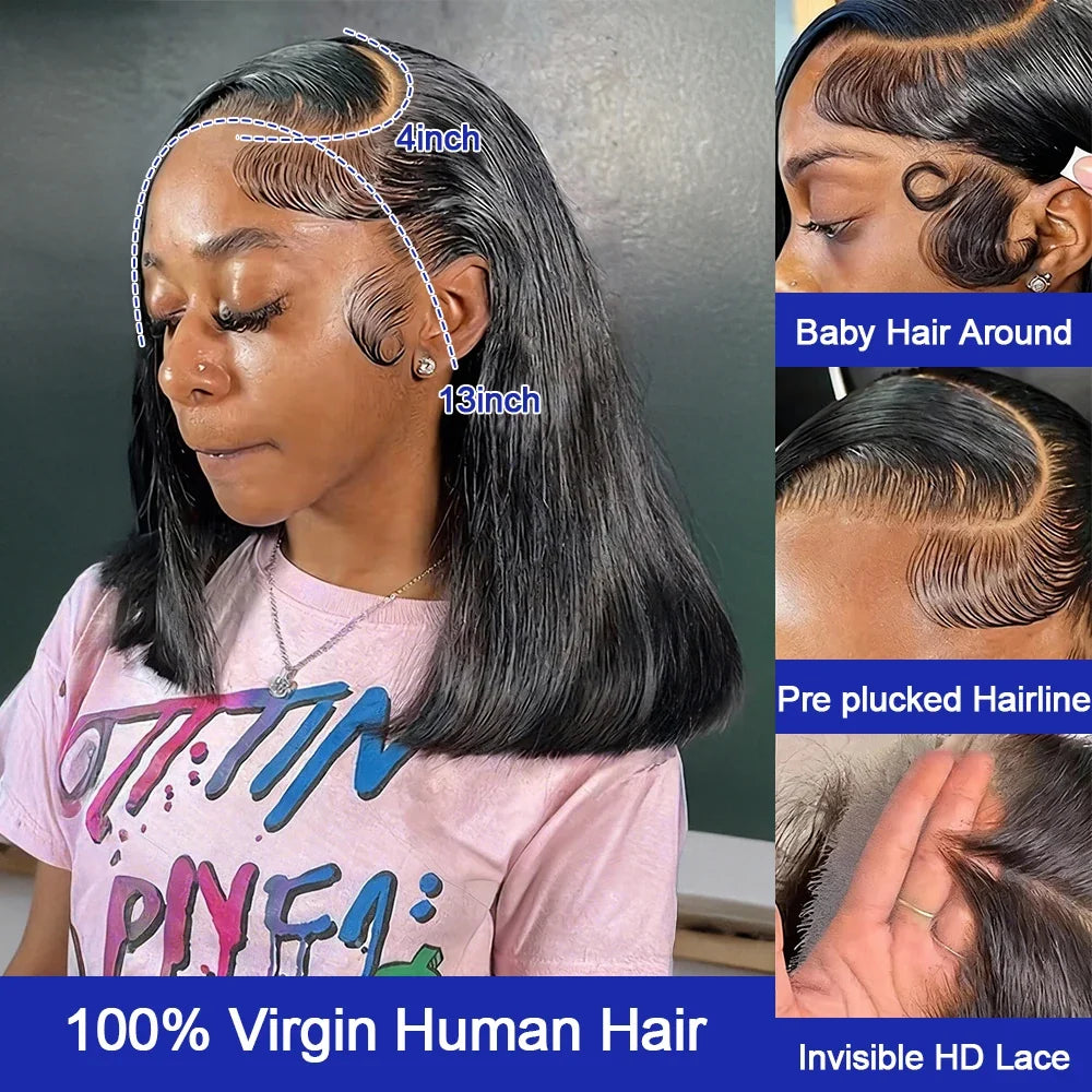 Straight Bob HD Lace Front Wig Human Hair 13x4 13x6 Brazilian