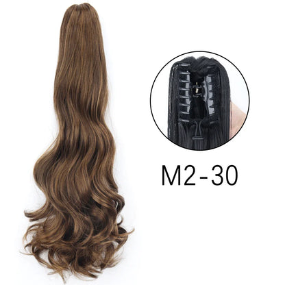 Claw Clip Ponytail Extension 24 Inch Wavy Synthetic Hair Heat Resistant