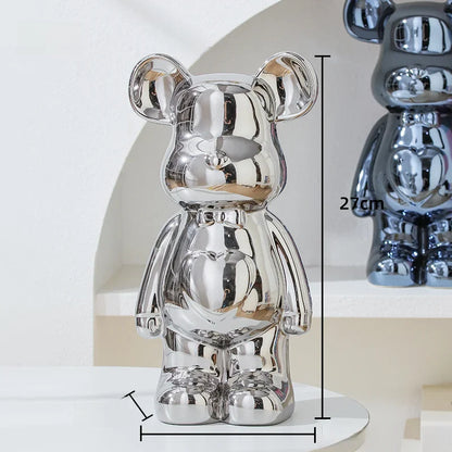 Bear Brick Ceramic Statue – Holographic Iridescent Bear Figurine Decor